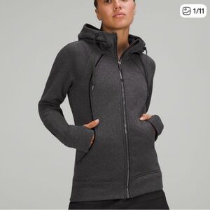 Lululemon black velvet / plush Scuba zip-up hoodie